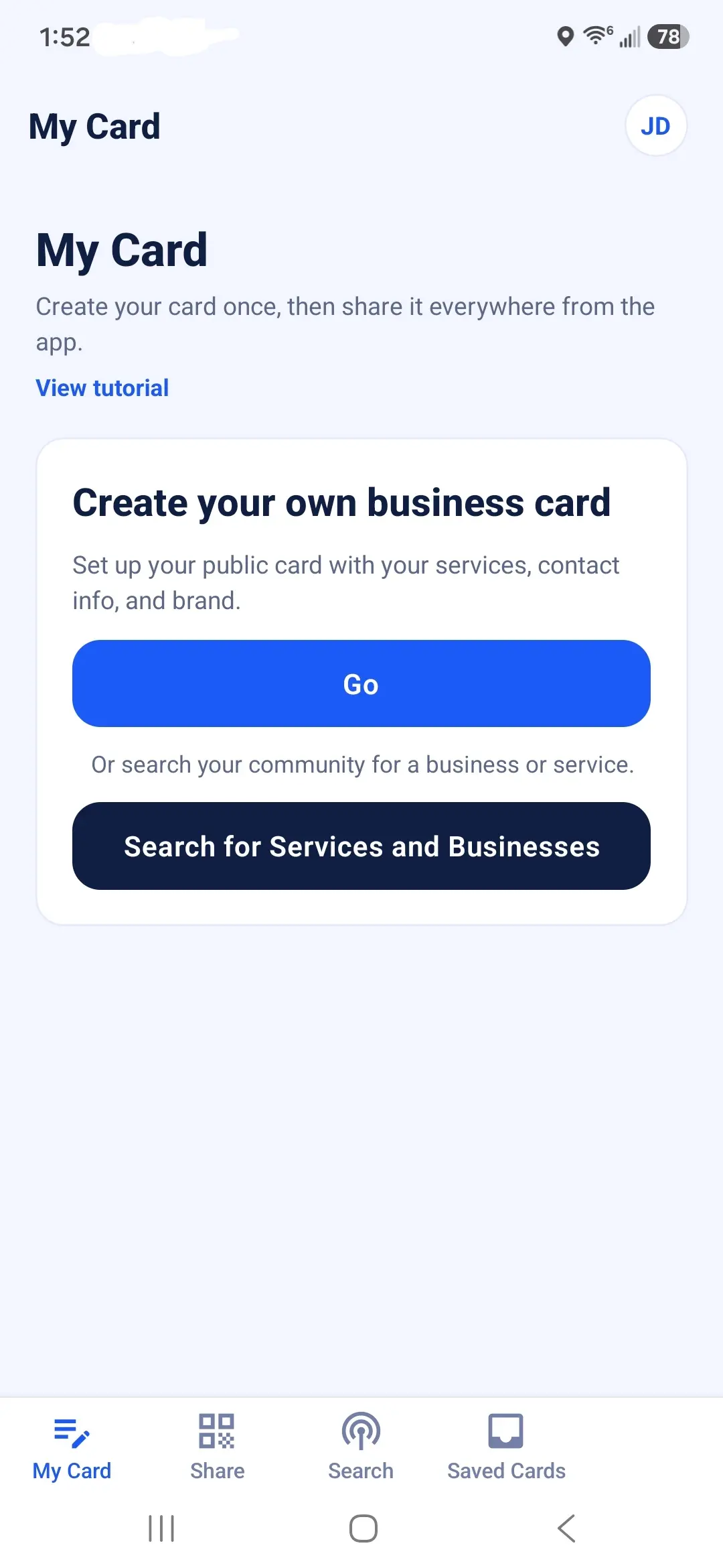 Promo Local my card screen